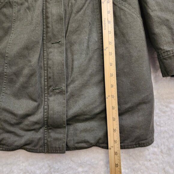 Steve Madden Jacket Coat Sm Army Green Zip Button Chore Sherpa Collar Pockets - Picture 2 of 13